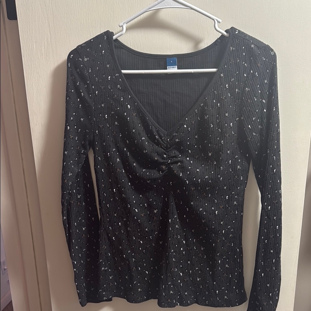 Old Navy Black Fitted Long Sleeve Shirt